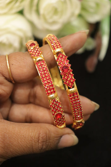 Ruby Bloom Microplated AD Bangle Set – Set of 2