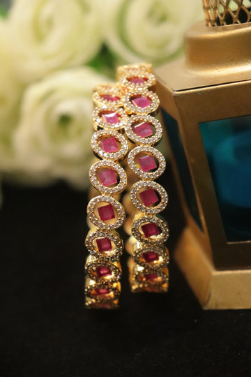 Ruby Halo Microplated AD Bangle Set – Set of 2