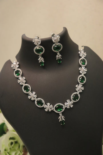 Emerald Grace AD Stone Necklace Set