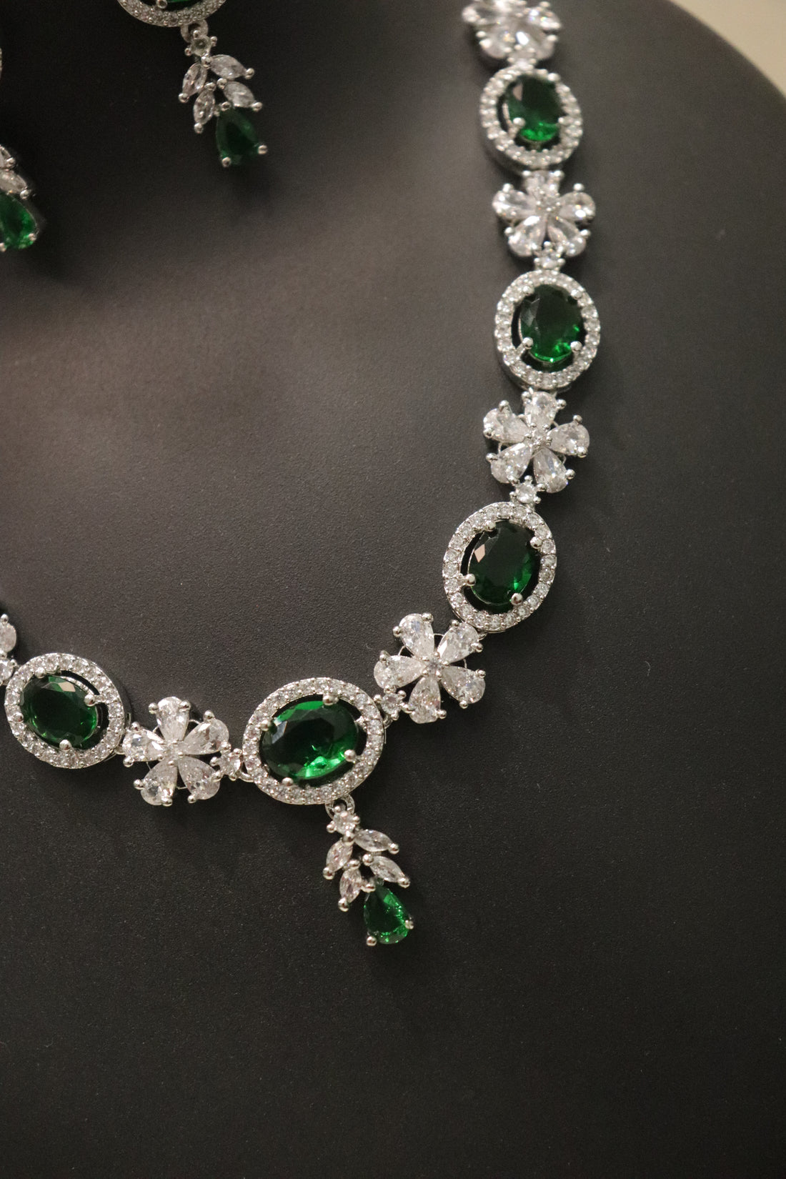 Emerald Grace AD Stone Necklace Set