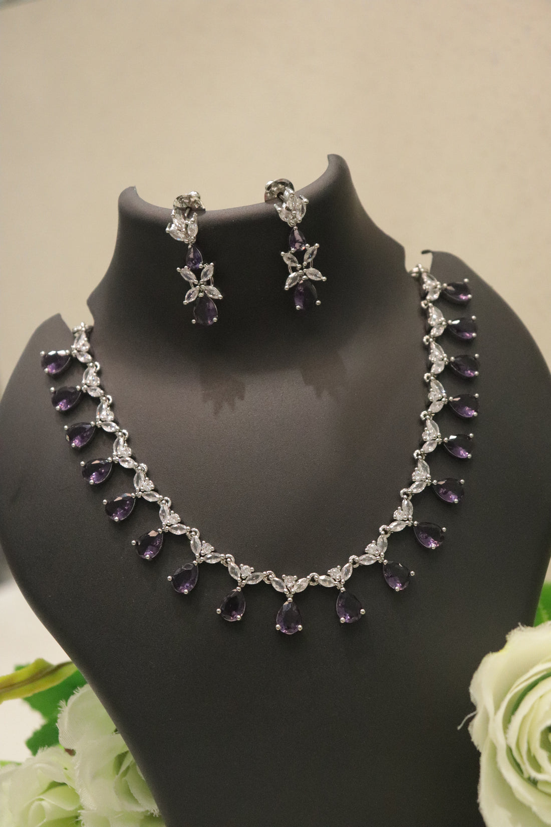Trinity Drops AD Stone Necklace