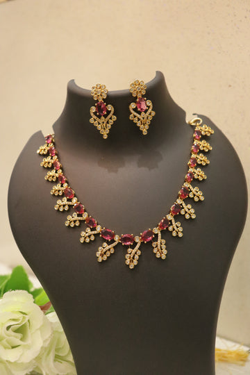 Regal Drop AD Stone Statement Necklace – Premium Gold Finish
