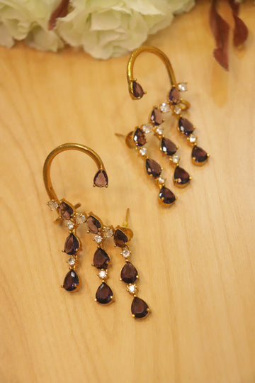 Swarna Cascade AD Bluetooth Earrings - Purple