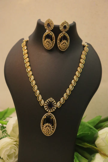 Radiant Oval Double Drop AD Necklace Set