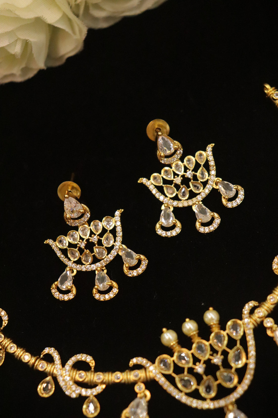 Royal Cascade AD Stone Statement Necklace Set