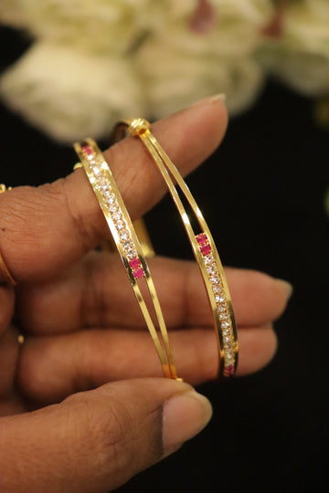 Elegant Dual-Line AD Microplated Bangles