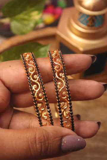 Black Radiant Linea AD Microplated Bangles – Set of 2