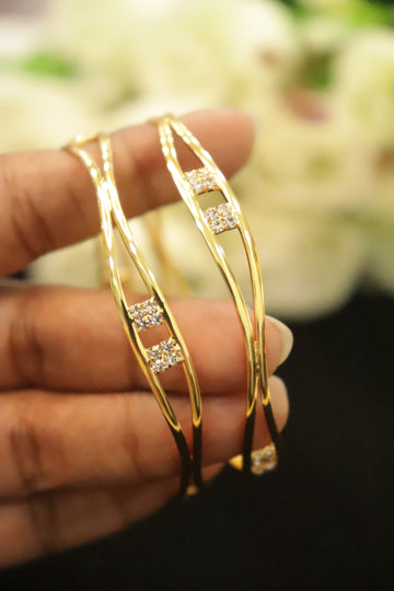 Twisted Elegance AD Microplated Bangles