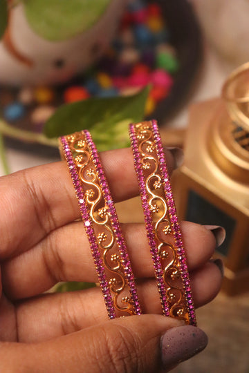 Pink Radiant Linea AD Microplated Bangles – Set of 2