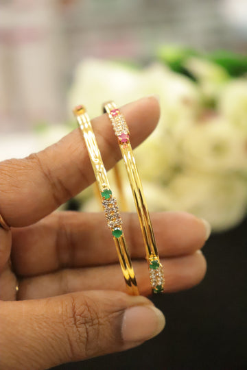 Divine Spark Multi-Stone AD Microplated Bangles