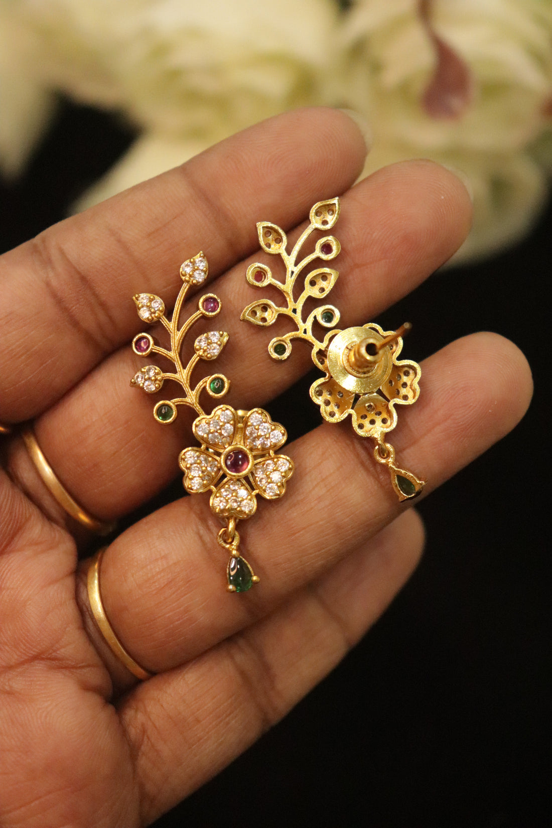 Royal Blossom Antique Polish Ear Cuffs