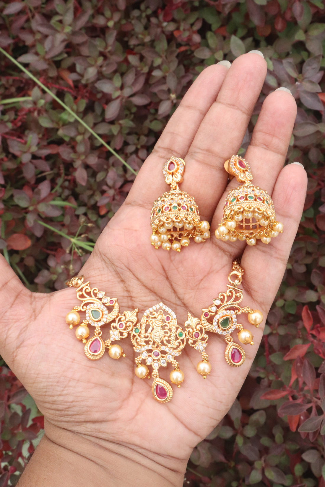 Krishna Multistone Pearl AD Necklace Set