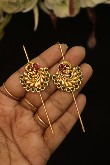 Royal Peacock Matte Polish Needle Earrings