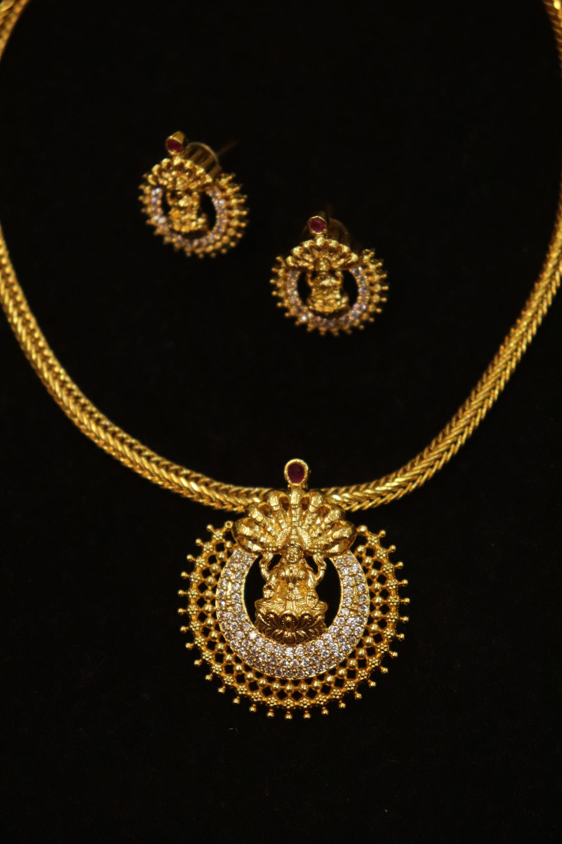 Antique Lakshmi Crescent Temple Necklace Set