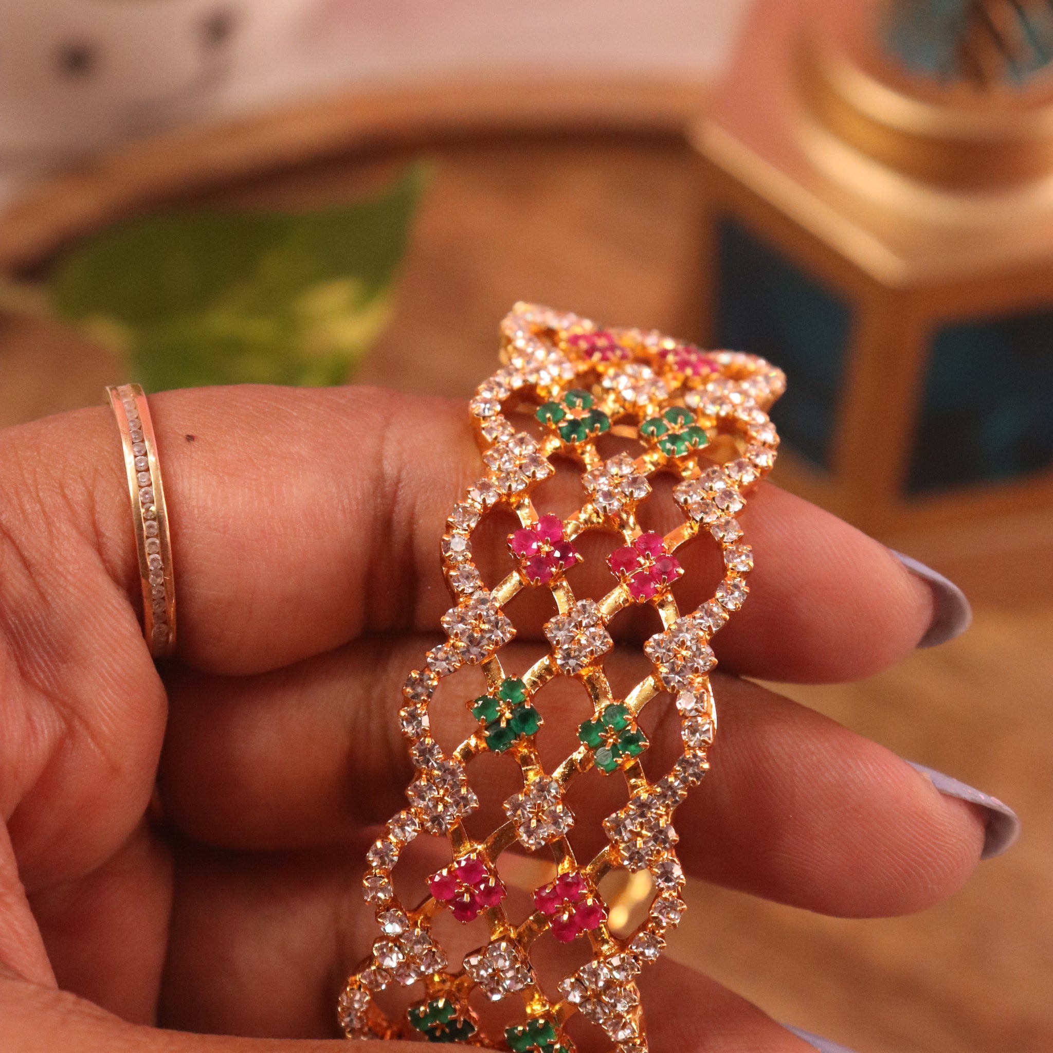 Exquisite Floral Microplated Bangle