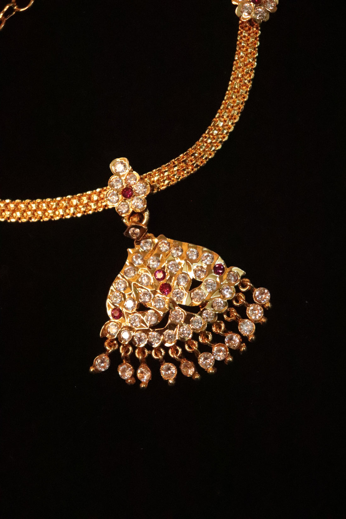 Floral Grace Microplated AD Attigai Necklace