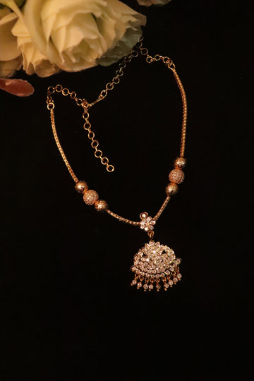 Beaded Elegance Microplated AD Attigai Necklace
