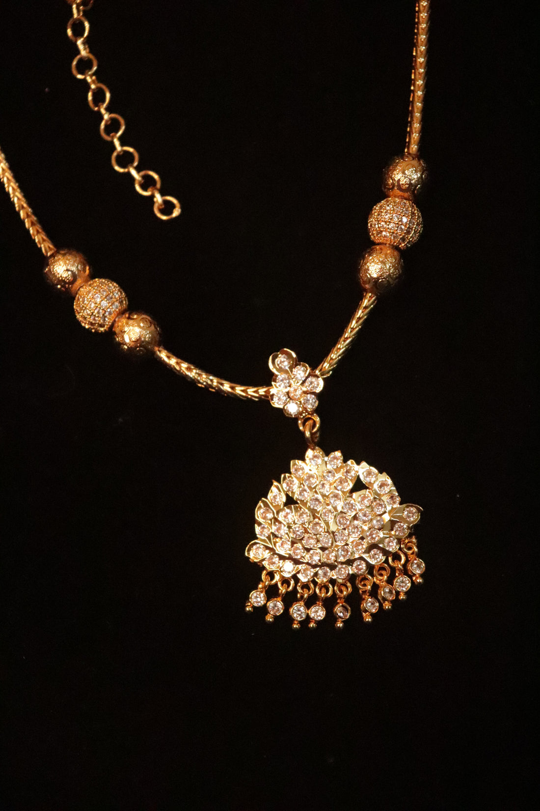 Beaded Elegance Microplated AD Attigai Necklace