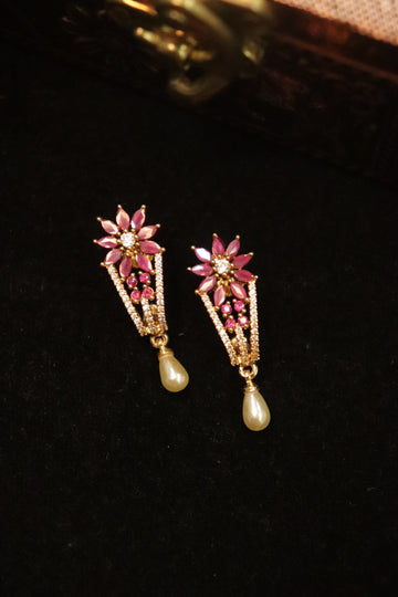Pink Starlight Bloom Microplated AD Drop Earrings