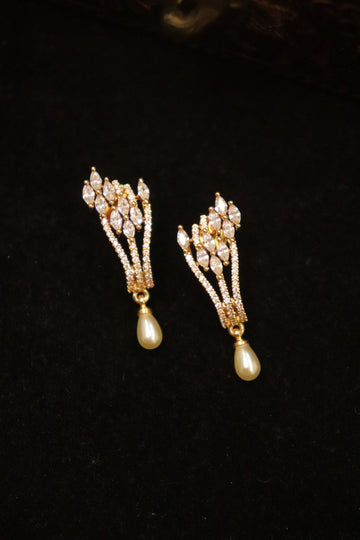 White Celestial Grace Microplated AD Drop Earrings
