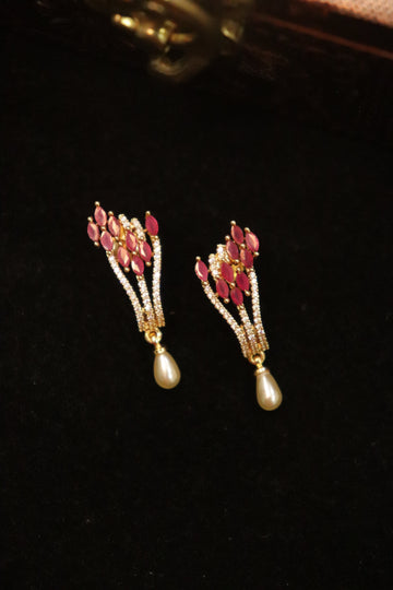 Pink Celestial Grace Microplated AD Drop Earrings