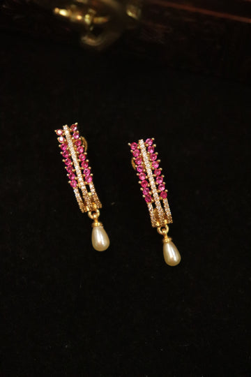 Pink Celestial Sparkle Microplated AD Drop Earrings