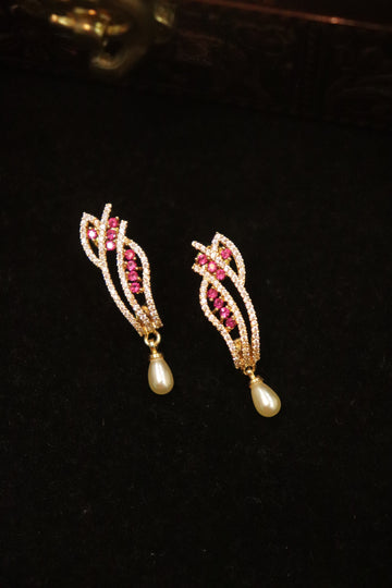 Pink Grace Bloom Microplated AD Drop Earrings