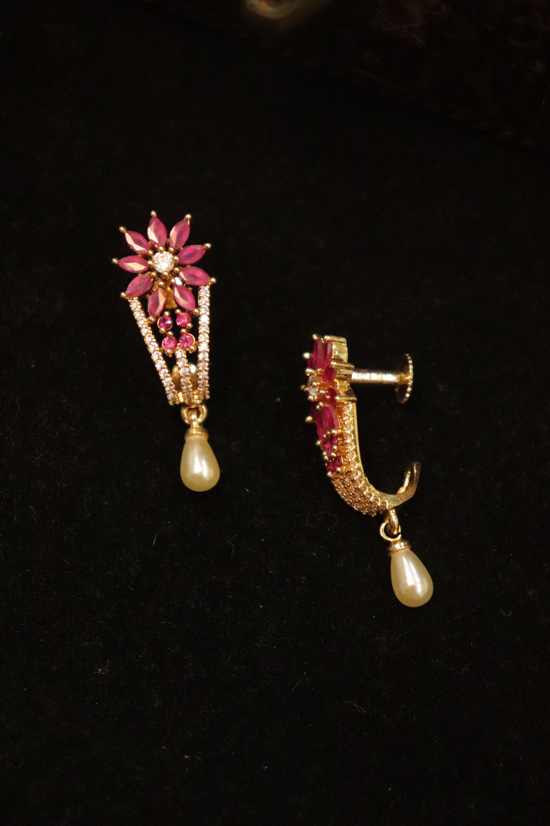 Pink Starlight Bloom Microplated AD Drop Earrings