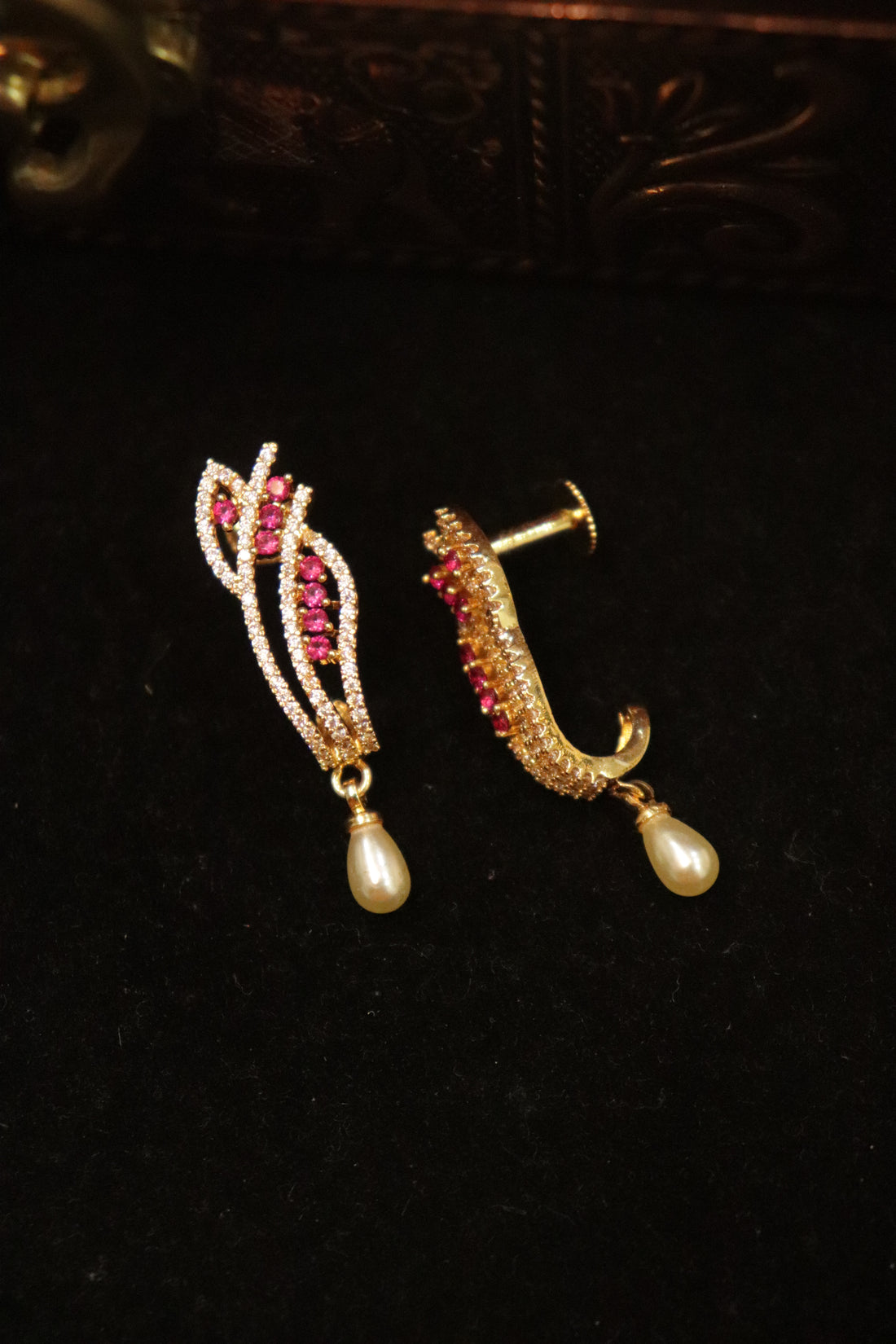 Pink Grace Bloom Microplated AD Drop Earrings