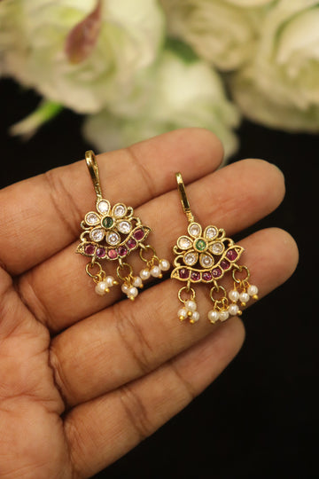 Traditional Kundan Jadau Bugadi Ear Cuffs with Antique Finish