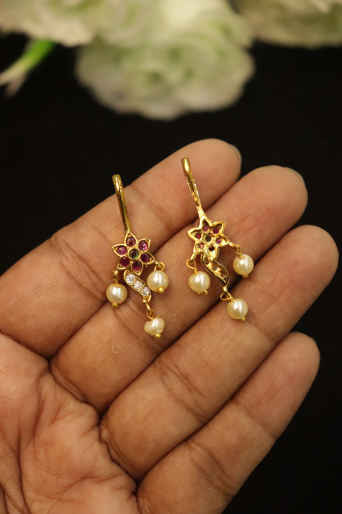 Royal Jadau Kundan Antique Bugadi with Pearl Drops