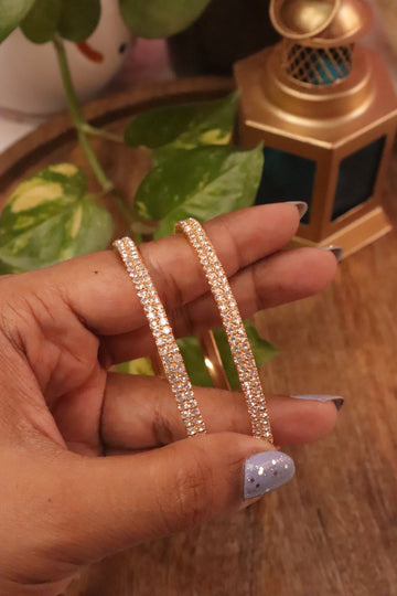 Radiant CZ Stone Bangles in Gold Finish – Set of 2
