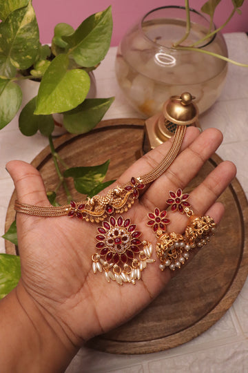 Ruby Bloom Matte Attigai Choker Set