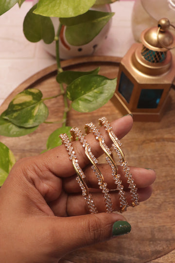 White Radiance Microplated AD Bangles – Set of 4