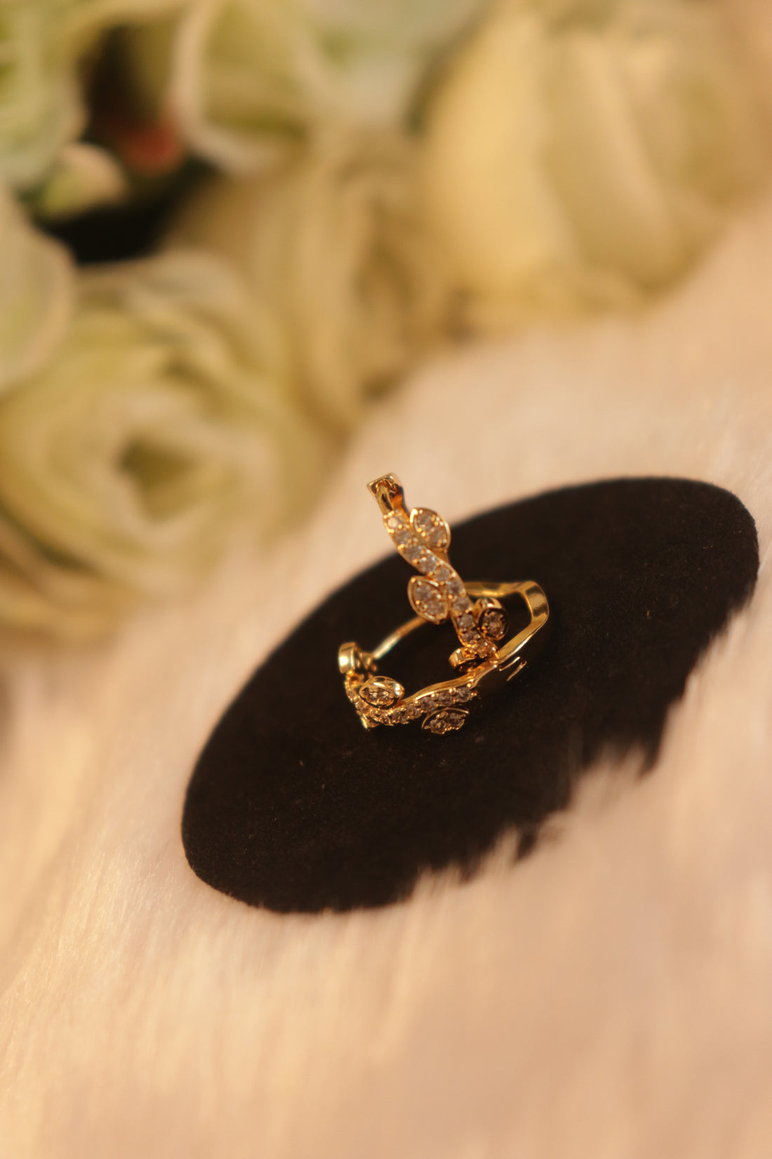 Dainty Crystal Vine Microplated Hoop Earrings