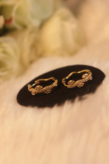 Dainty Crystal Vine Microplated Hoop Earrings