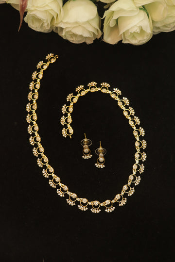 Antique Polish AD Long Haram Set with Earrings