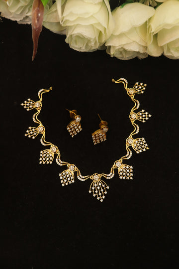 Elegant Designer AD Necklace Set with Earrings