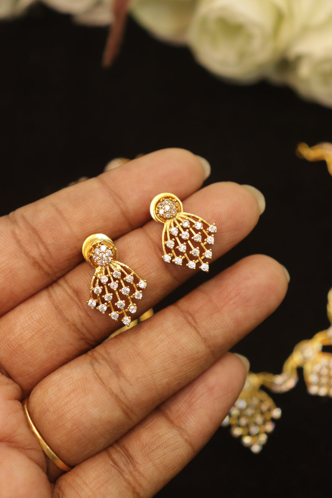 Elegant Designer AD Necklace Set with Earrings