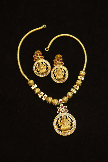 Divine Lakshmi Radiance AD Pendant Necklace Set