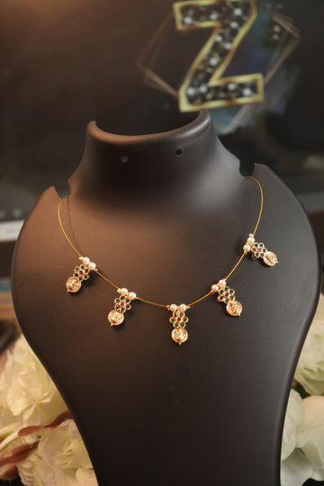 Divine Lakshmi Coin Invisible Chain Necklace - Multi