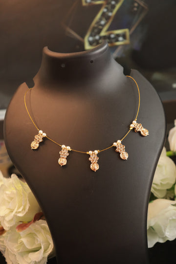 Divine Lakshmi Coin Invisible Chain Necklace - White