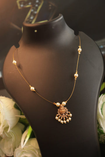 Royal Lakshmi Pearl Drop Invisible Necklace