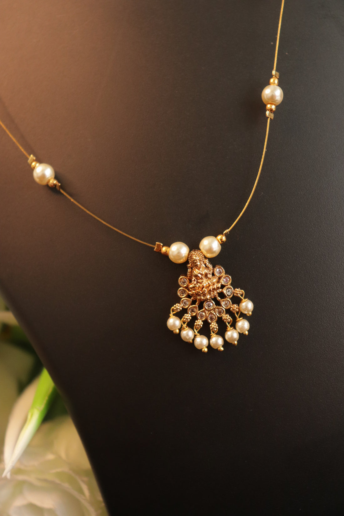 Royal Lakshmi Pearl Drop Invisible Necklace