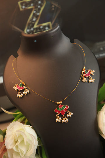 Meenakari Handpainted Charm Pendant Invisible Chain