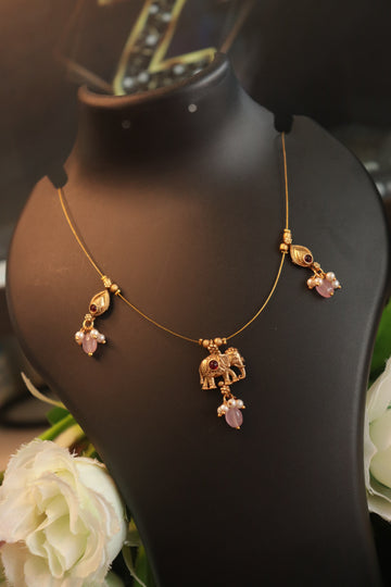Cute Elephant Charm Invisible Chain Necklace