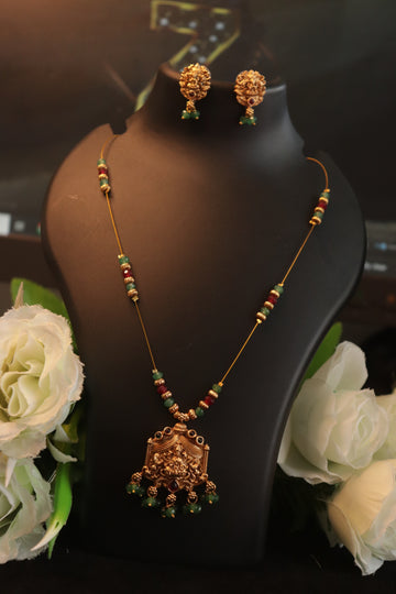 Royal Lakshmi Invisible Chain Set with Designer Studs – 18 Inches