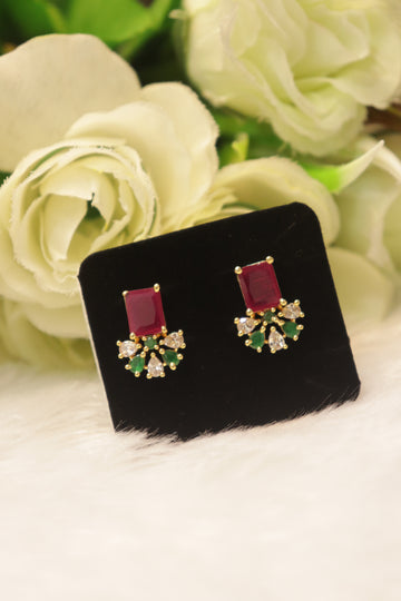 Elegant Microplated AD Ear Studs with Screw Back