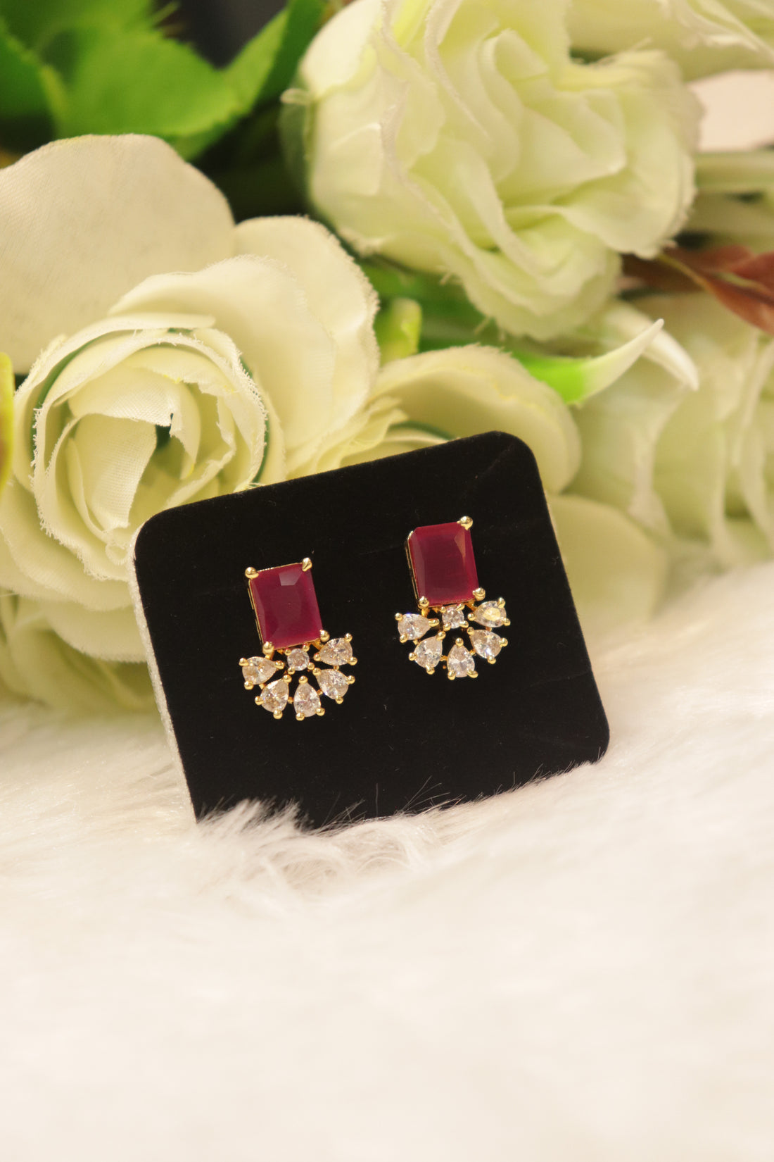 Elegant Microplated AD Ear Studs with Screw Back