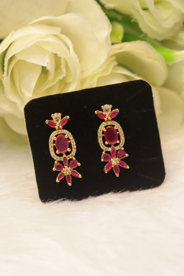 Elegant Microplated AD Ear Studs with Screw Back